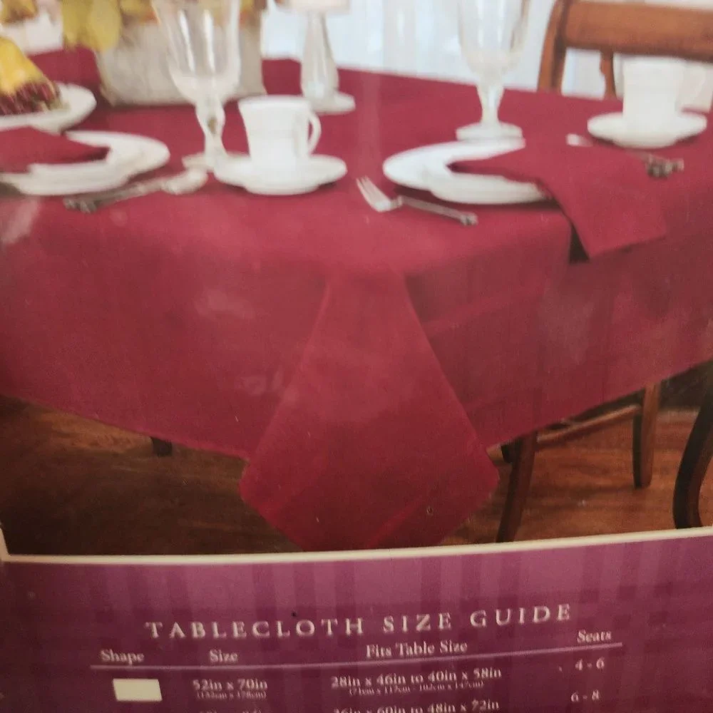 Set of 2 Burgundy 60x120 Oblong Fabric Decorative Tablecloths NWT